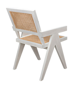 Jude Lounge Chair Teak Caning Metal Frame Cotton Cushion for Living Room