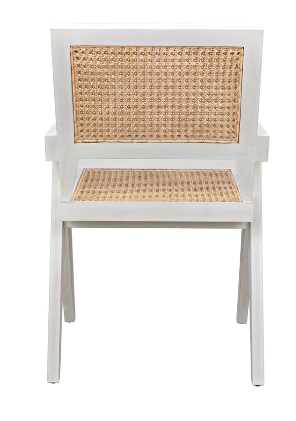 Jude Lounge Chair Teak Caning Metal Frame Cotton Cushion for Living Room