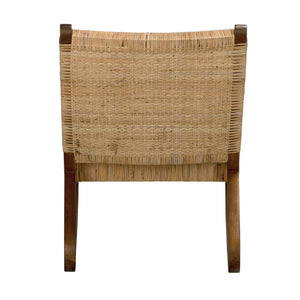 Las Palmas Solid Teak Rocking Accent Chair with Handwoven Rattan Cane Seat