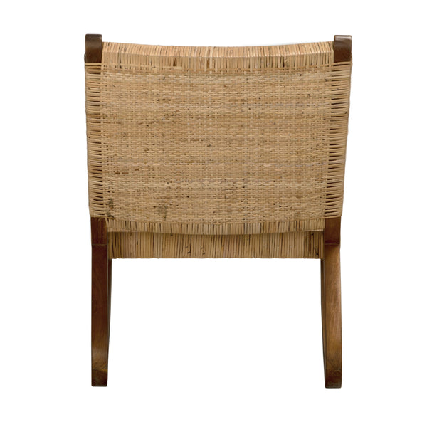 Las Palmas Solid Teak Rocking Accent Chair with Handwoven Rattan Cane Seat