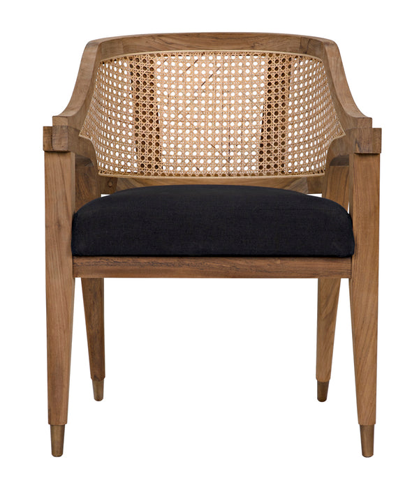 Chloe Accent Chair Solid Teak Frame Caned Back Plush Cotton Cushion Artisan Crafted