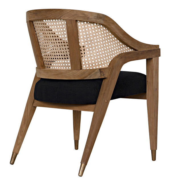 Chloe Accent Chair Solid Teak Frame Caned Back Plush Cotton Cushion Artisan Crafted