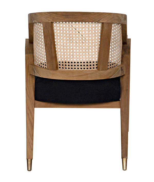 Chloe Accent Chair Solid Teak Frame Caned Back Plush Cotton Cushion Artisan Crafted