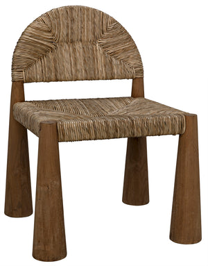 Noir Laredo Solid Teak Accent Chair with Woven Seagrass Seat for Living Room or Sunroom GCHA295T