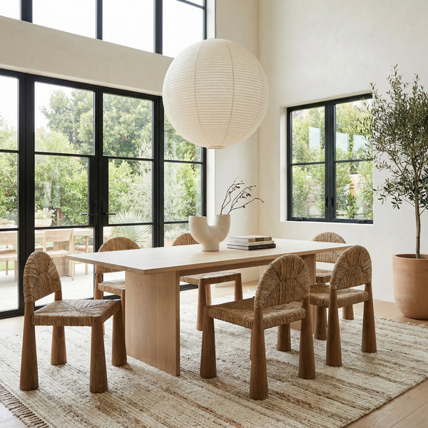 Laredo Solid Teak Accent Chair with Woven Seagrass Seat for Living Room or Sunroom
