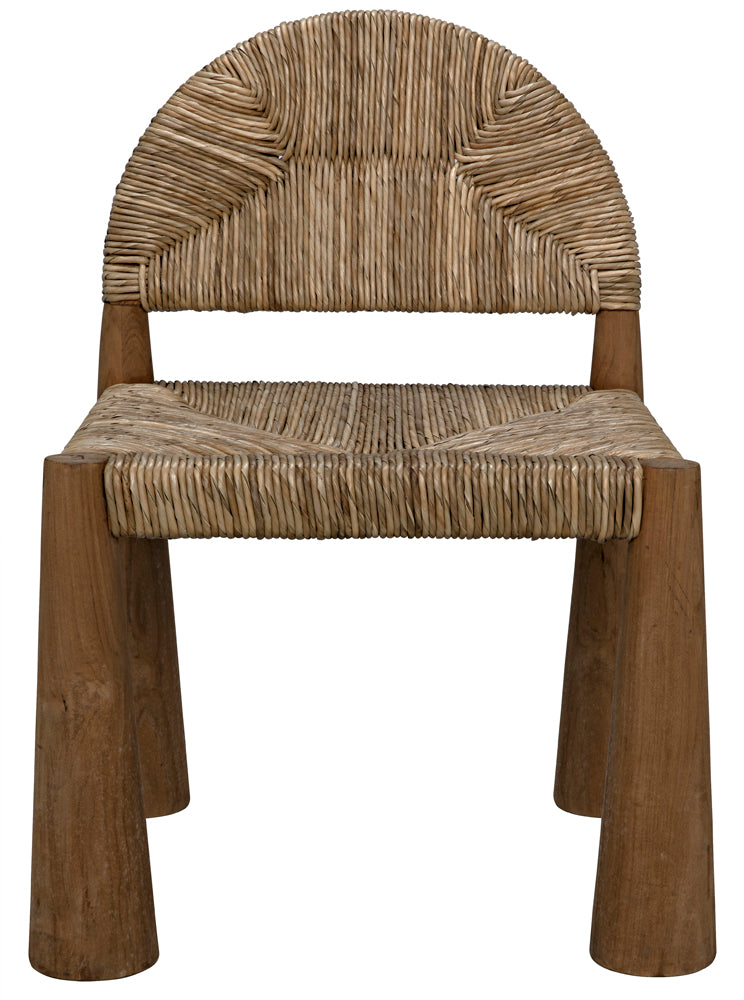 Noir Laredo Solid Teak Accent Chair with Woven Seagrass Seat for Living Room or Sunroom GCHA295T