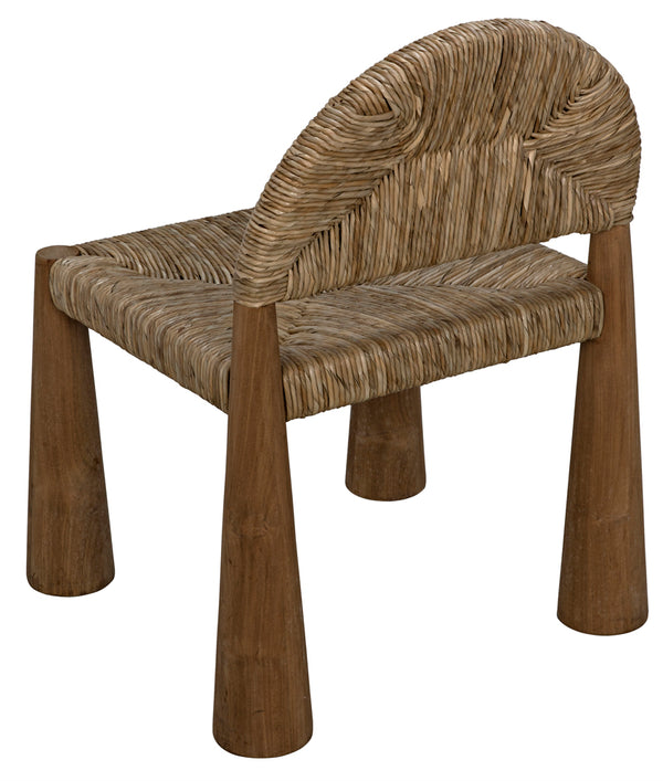 Laredo Solid Teak Accent Chair with Woven Seagrass Seat for Living Room or Sunroom