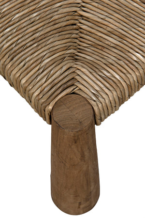 Laredo Solid Teak Accent Chair with Woven Seagrass Seat for Living Room or Sunroom