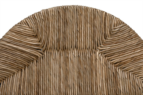 Laredo Solid Teak Accent Chair with Woven Seagrass Seat for Living Room or Sunroom