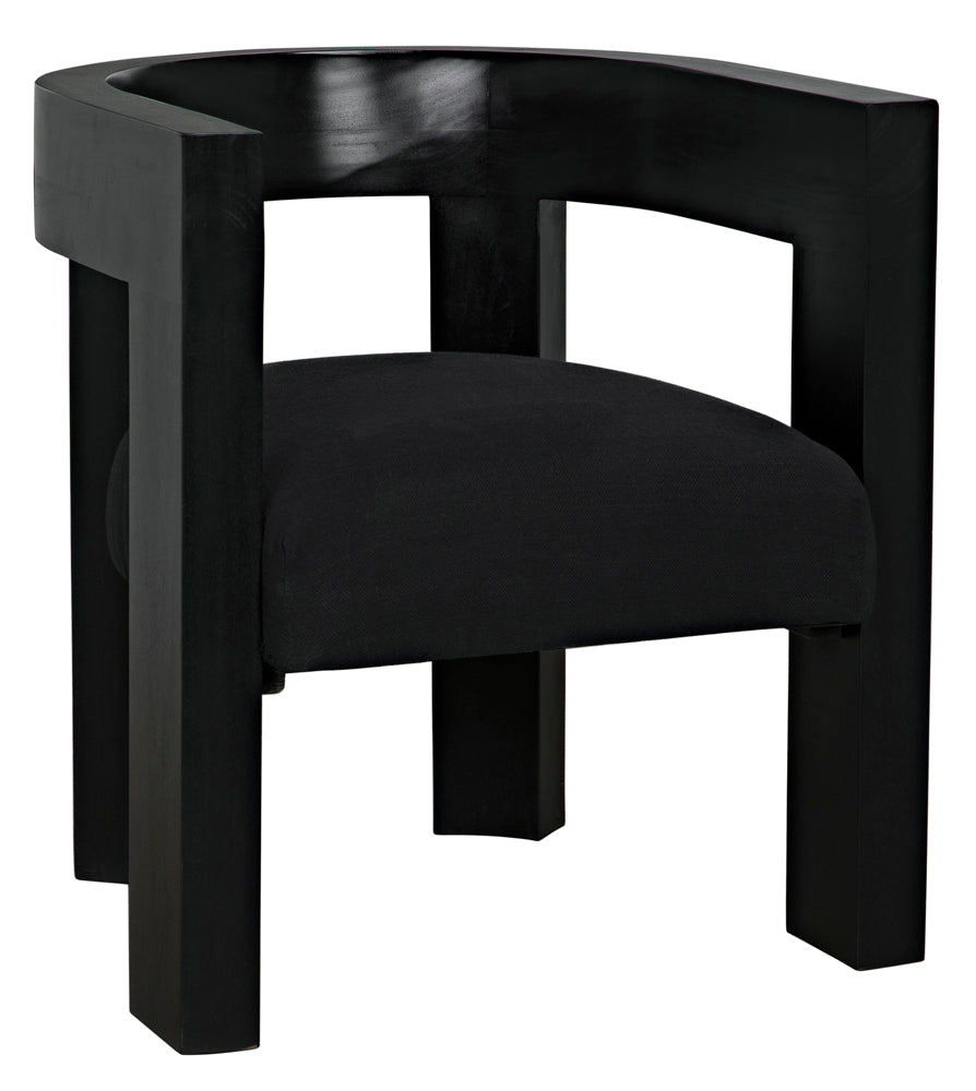 Noir Eros Handcrafted Mahogany Accent Chair with Cotton Seat for Modern Living Spaces GCHA306HB