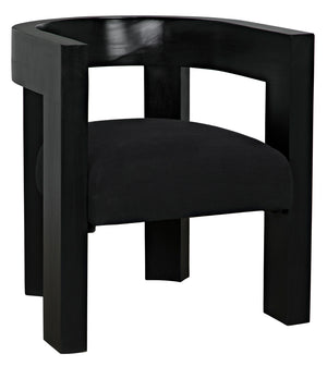 Noir Eros Handcrafted Mahogany Accent Chair with Cotton Seat for Modern Living Spaces GCHA306HB