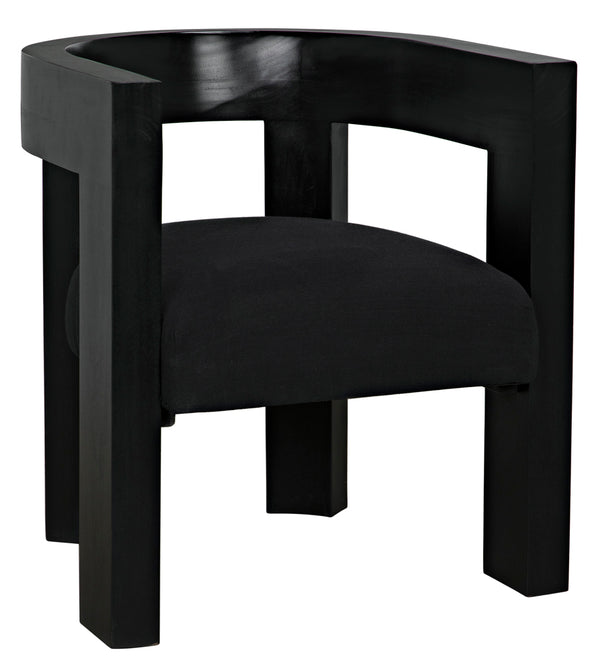 Noir Eros Handcrafted Mahogany Accent Chair with Cotton Seat for Modern Living Spaces GCHA306HB