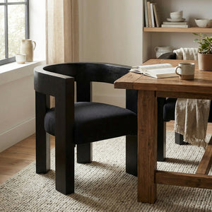 Eros Handcrafted Mahogany Accent Chair with Cotton Seat for Modern Living Spaces