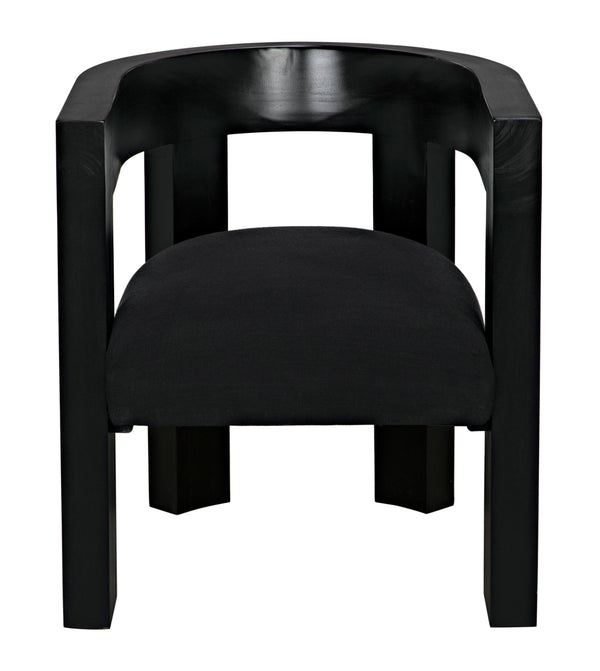 Eros Handcrafted Mahogany Accent Chair with Cotton Seat for Modern Living Spaces