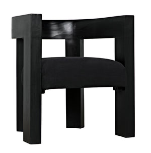 Eros Handcrafted Mahogany Accent Chair with Cotton Seat for Modern Living Spaces