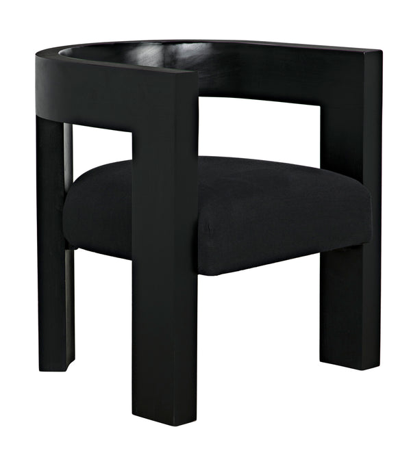 Eros Handcrafted Mahogany Accent Chair with Cotton Seat for Modern Living Spaces