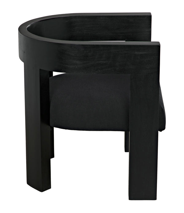 Eros Handcrafted Mahogany Accent Chair with Cotton Seat for Modern Living Spaces
