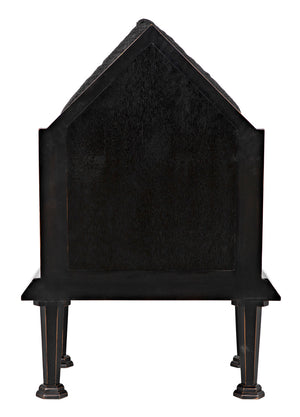 Resurrection Throne Accent Chair Solid Mahogany Frame Grey Upholstered Formal Seating