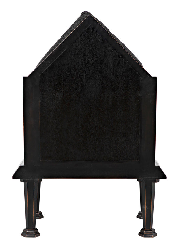 Resurrection Throne Accent Chair Solid Mahogany Frame Grey Upholstered Formal Seating