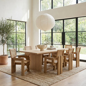 Fatima Solid Teak Accent Chair with Hand-woven Cane Seat for Dining or Living Rooms