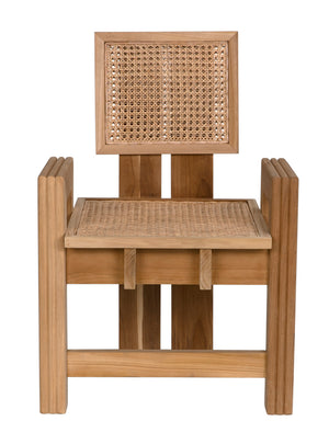 Fatima Solid Teak Accent Chair with Hand-woven Cane Seat for Dining or Living Rooms