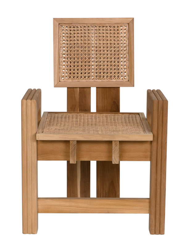 Fatima Solid Teak Accent Chair with Hand-woven Cane Seat for Dining or Living Rooms