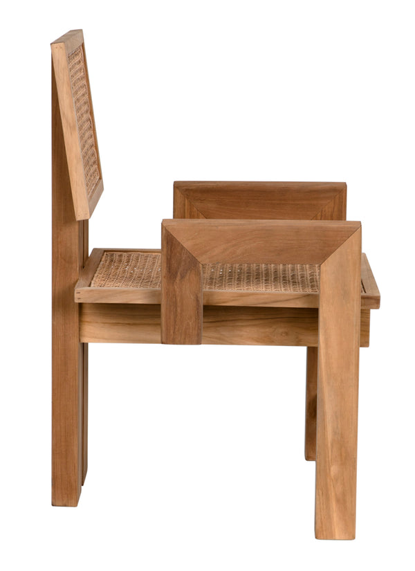 Fatima Solid Teak Accent Chair with Hand-woven Cane Seat for Dining or Living Rooms