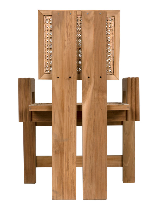 Fatima Solid Teak Accent Chair with Hand-woven Cane Seat for Dining or Living Rooms