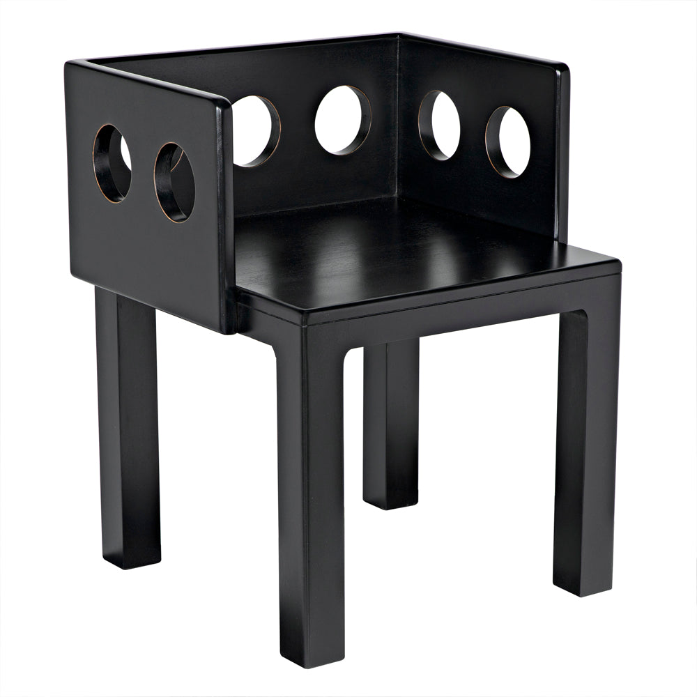 Noir Elton Solid Mahogany Dining Accent Chair with Artisan Hand Rubbed Patina Finish GCHA311HB