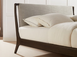 Greenington Catalina Queen Platform Bed Solid Bamboo Upholstered Headboard Modern Bedroom Frame Black Walnut GCL001BL