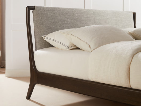 Greenington Catalina Queen Platform Bed Solid Bamboo Upholstered Headboard Modern Bedroom Frame Black Walnut GCL001BL