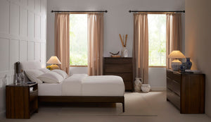 Greenington Catalina Queen Platform Bed Solid Bamboo Upholstered Headboard Modern Bedroom Frame Black Walnut GCL001BL