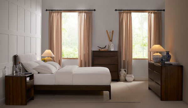 Greenington Catalina Queen Platform Bed Solid Bamboo Upholstered Headboard Modern Bedroom Frame Black Walnut GCL001BL