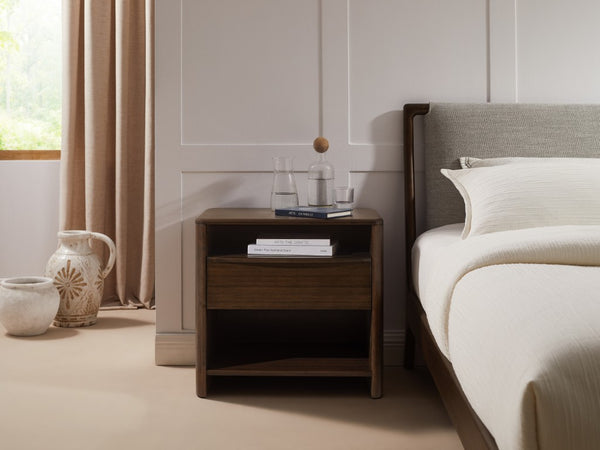 Greenington Catalina Queen Platform Bed Solid Bamboo Upholstered Headboard Modern Bedroom Frame Black Walnut GCL001BL
