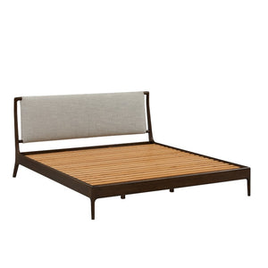 Greenington Catalina Queen Platform Bed Solid Bamboo Upholstered Headboard Modern Bedroom Frame Black Walnut GCL001BL