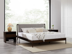 Greenington Catalina Queen Platform Bed Solid Bamboo Upholstered Headboard Modern Bedroom Frame Black Walnut GCL001BL