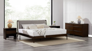 Greenington Catalina Queen Platform Bed Solid Bamboo Upholstered Headboard Modern Bedroom Frame Black Walnut GCL001BL