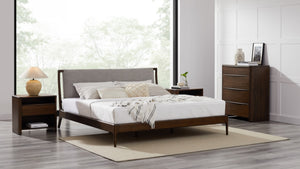 Greenington Catalina Queen Platform Bed Solid Bamboo Upholstered Headboard Modern Bedroom Frame Black Walnut GCL001BL