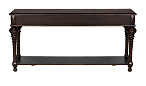 Noir Colonial Artisan-Crafted Sofa Table with Distressed Brown Finish & Storage Drawers for Elegance GCON102D