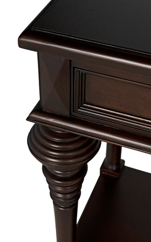Noir Colonial Artisan-Crafted Sofa Table with Distressed Brown Finish & Storage Drawers for Elegance GCON102D