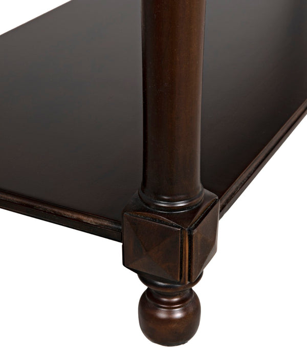 Noir Colonial Artisan-Crafted Sofa Table with Distressed Brown Finish & Storage Drawers for Elegance GCON102D