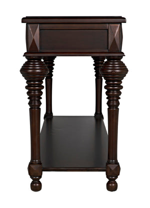Noir Colonial Artisan-Crafted Sofa Table with Distressed Brown Finish & Storage Drawers for Elegance GCON102D