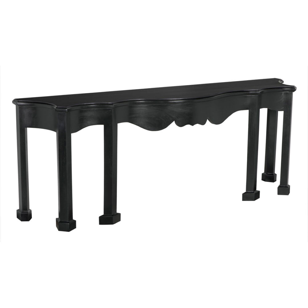 Noir Estate Console - Hand-Rubbed Black Mahogany Elegance for Entryways, Living Rooms & Hallways GCON128HB