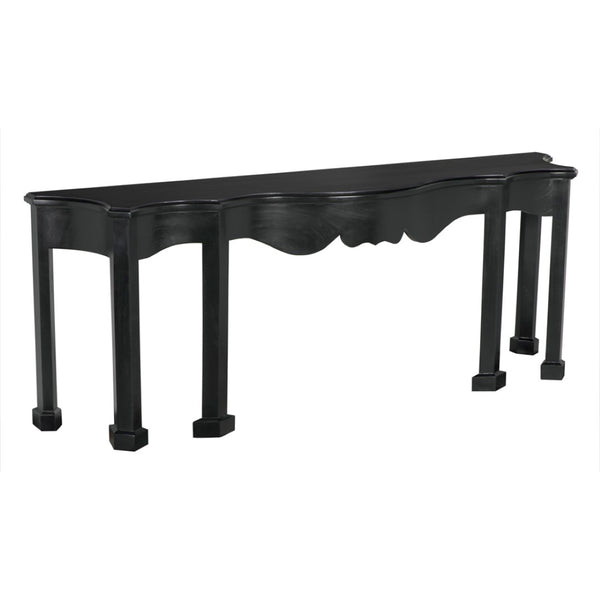 Noir Estate Console - Hand-Rubbed Black Mahogany Elegance for Entryways, Living Rooms & Hallways GCON128HB
