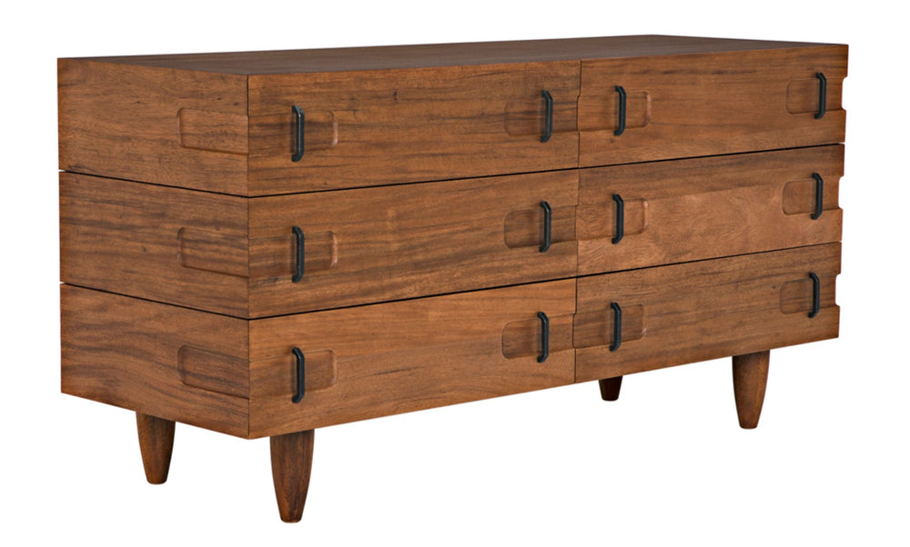 Noir David Sideboard in Dark Walnut - Rustic Elegance with Tapered Legs, Perfect for Any Dining Space GCON199DW