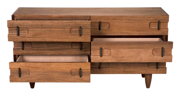 Noir David Sideboard in Dark Walnut - Rustic Elegance with Tapered Legs, Perfect for Any Dining Space GCON199DW
