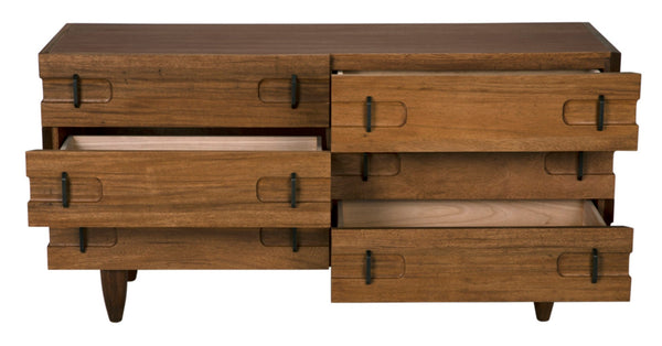 Noir David Sideboard in Dark Walnut - Rustic Elegance with Tapered Legs, Perfect for Any Dining Space GCON199DW