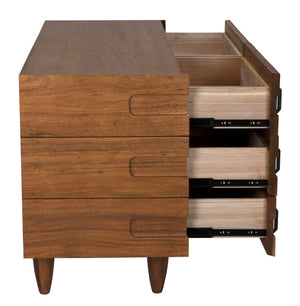 Noir David Sideboard in Dark Walnut - Rustic Elegance with Tapered Legs, Perfect for Any Dining Space GCON199DW