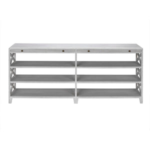 Noir Sutton Console Table - Handcrafted Solid Mahogany with White Wash Finish & Ample Storage Space GCON201WH