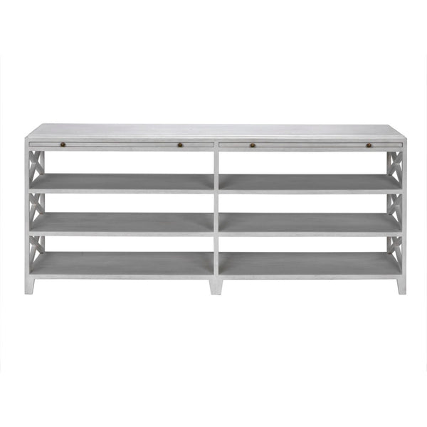 Noir Sutton Console Table - Handcrafted Solid Mahogany with White Wash Finish & Ample Storage Space GCON201WH